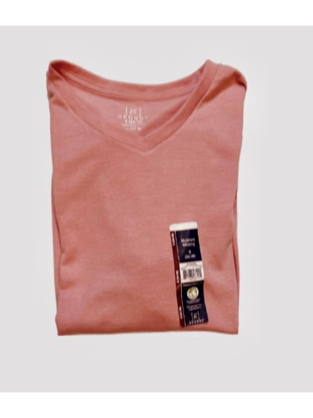 George Mens Moisture Wicking V Neck Tee Size Small 34-36 Dusty Rose Heather - Picture 3 of 7